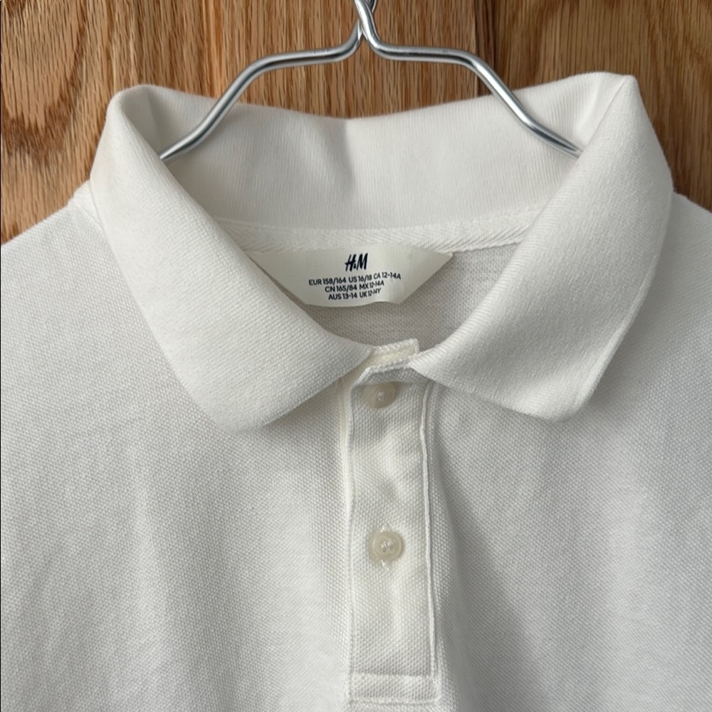 H&M White Polo Shirt Classic Short Sleeve